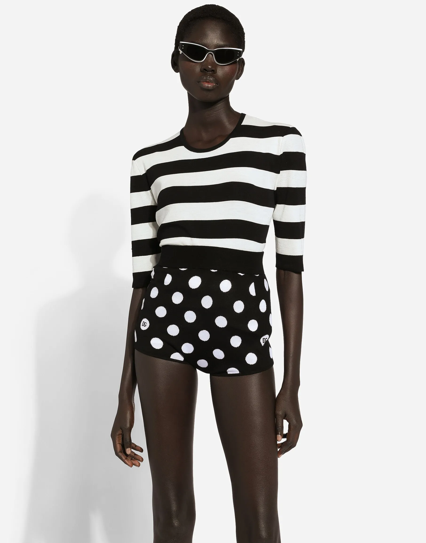 Wool sweater in inlaid stripes
