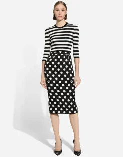 Wool sweater in inlaid stripes
