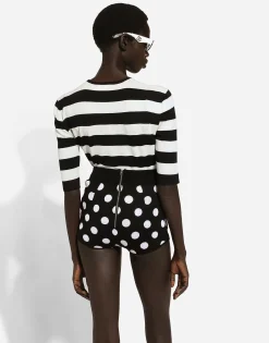 Wool sweater in inlaid stripes