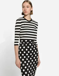 Wool sweater in inlaid stripes