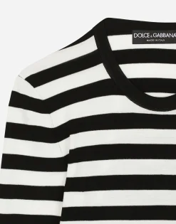 Wool sweater in inlaid stripes