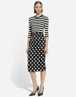Wool sweater in inlaid stripes