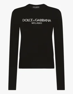 Wool sweater with Dolce&Gabbana logo inlay