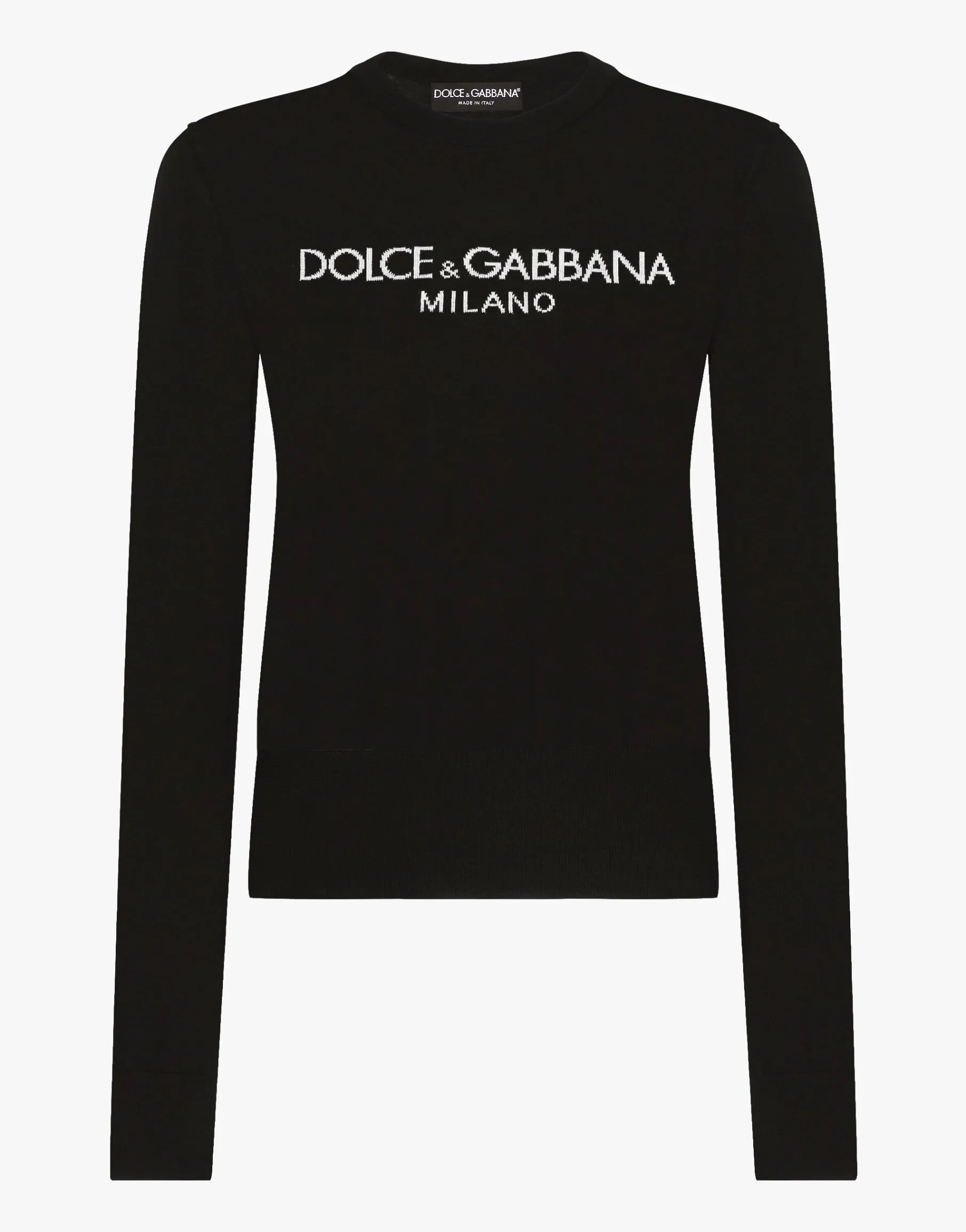 Wool sweater with Dolce&Gabbana logo inlay