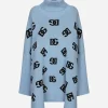 Wool turtle-neck poncho with DG logo inlay