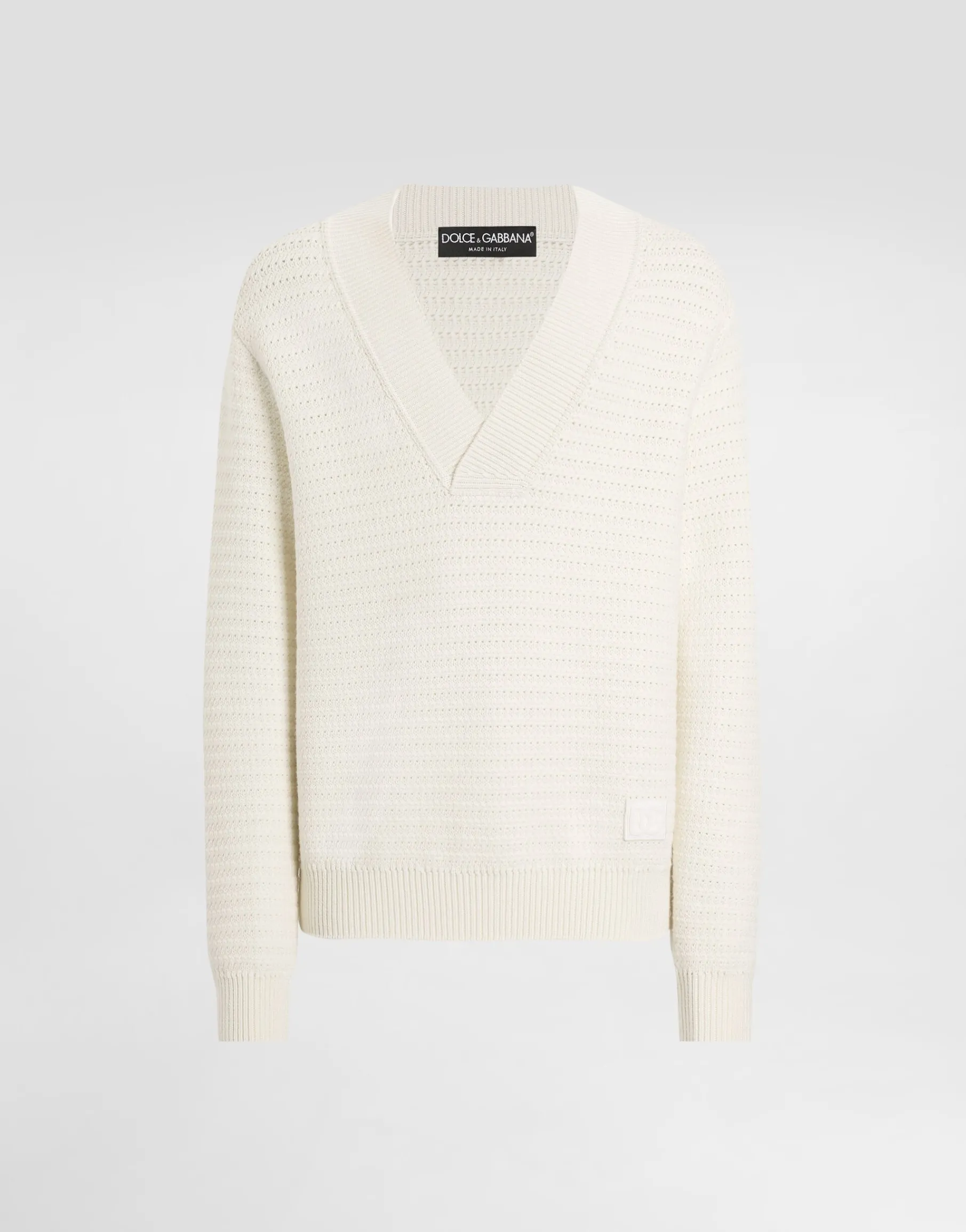 Wool V-neck sweater with DG embroidery