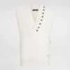 Wool V-neck vest with bejeweled buttons and DG embroidery