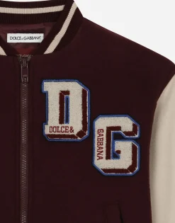 Wool-blend bomber jacket with patches