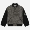 Wool-blend glen plaid bomber jacket