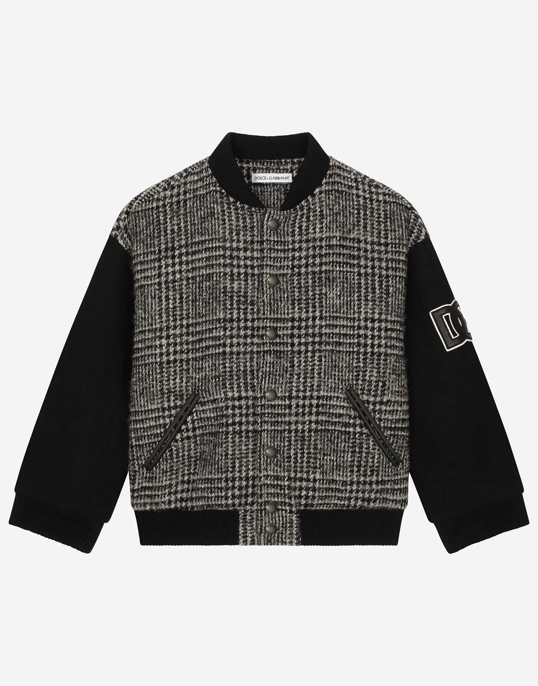 Wool-blend glen plaid bomber jacket