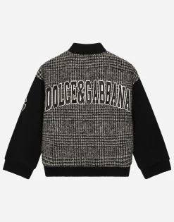 Wool-blend glen plaid bomber jacket