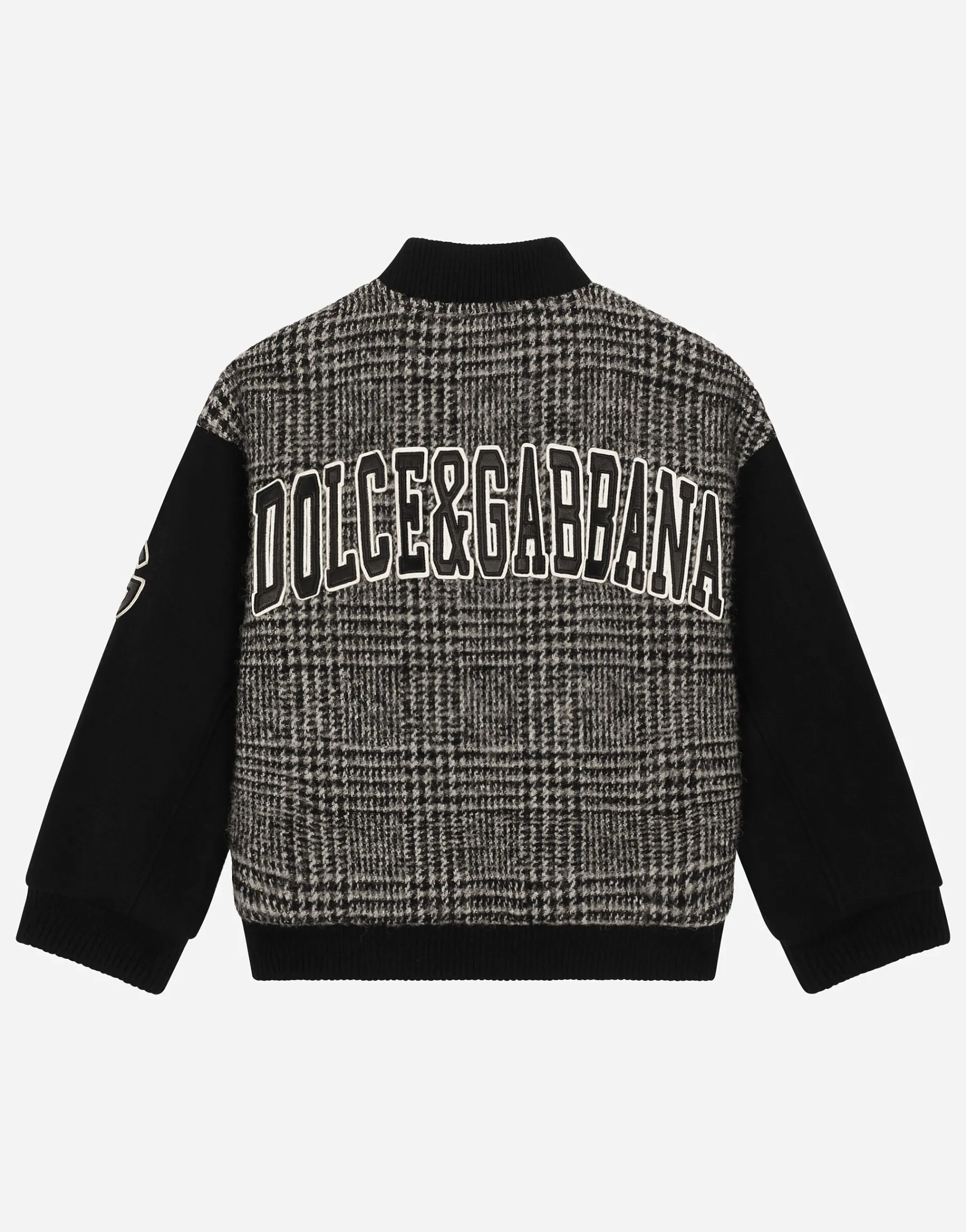 Wool-blend glen plaid bomber jacket