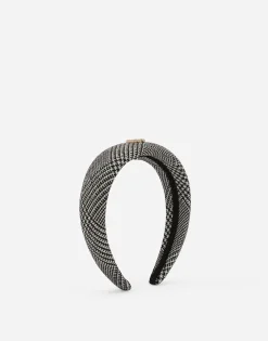 Wool-blend glen plaid hairband with DG logo