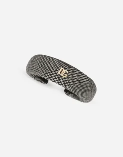 Wool-blend glen plaid hairband with DG logo