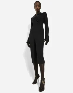 Woolen calf-length coat dress