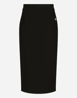 Woolen calf-length skirt