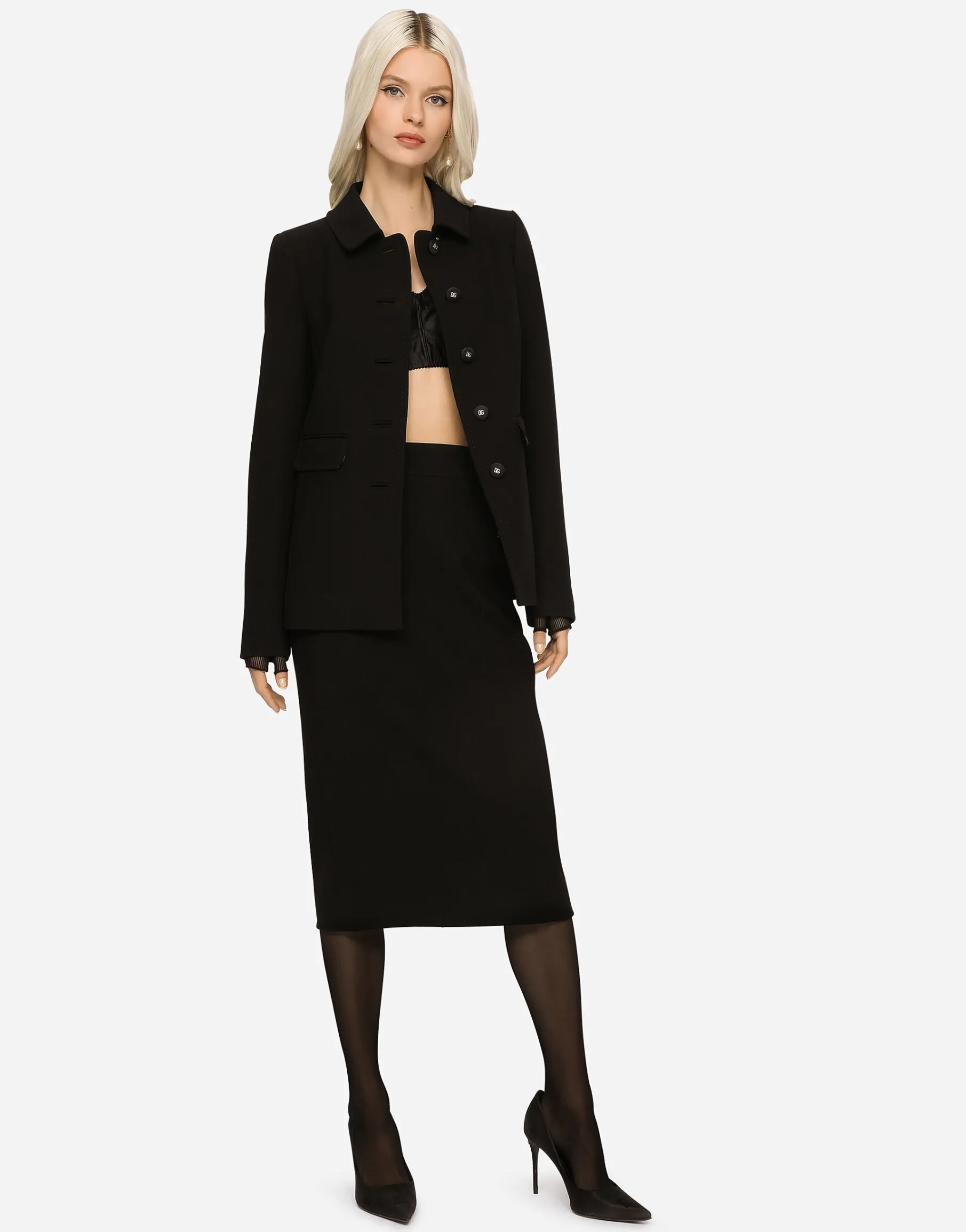 Woolen calf-length skirt