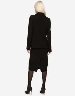 Woolen calf-length skirt