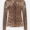 Woolen cardigan with leopard print