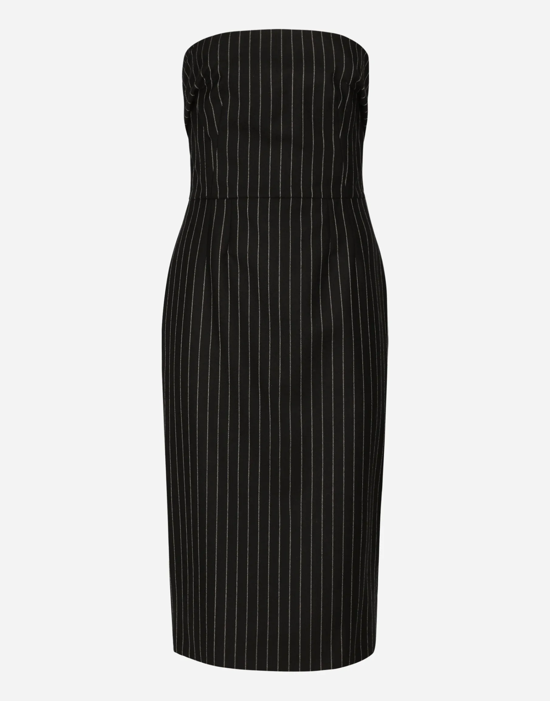Woolen fabric pinstripe midi dress
