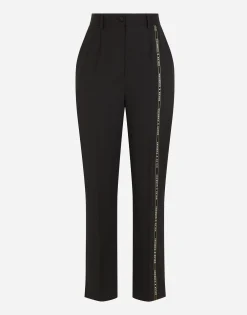 Woolen pants with branded selvedge