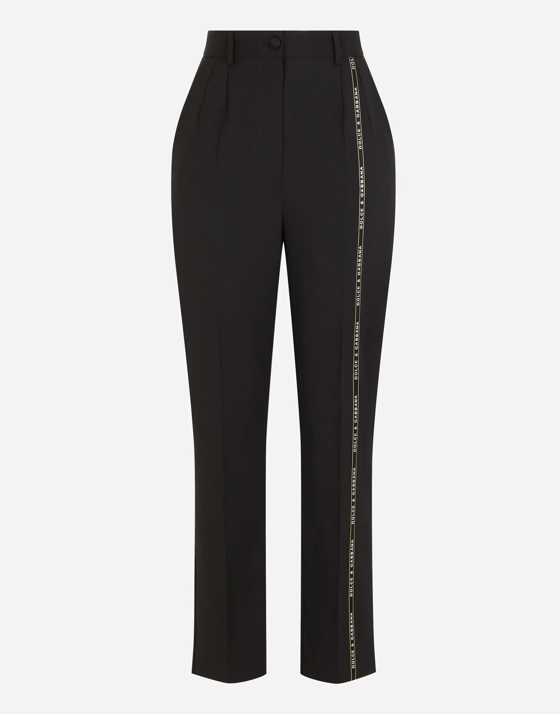 Woolen pants with branded selvedge