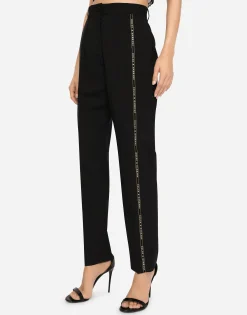 Woolen pants with branded selvedge