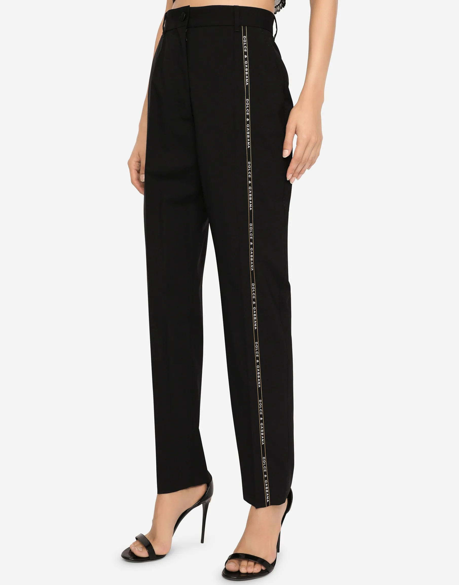 Woolen pants with branded selvedge