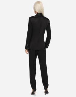 Woolen pants with branded selvedge