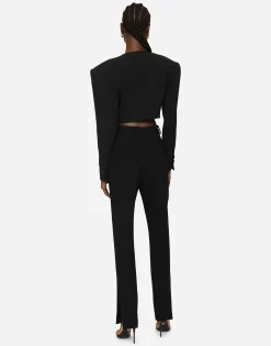 Woolen pants with slits on the hem