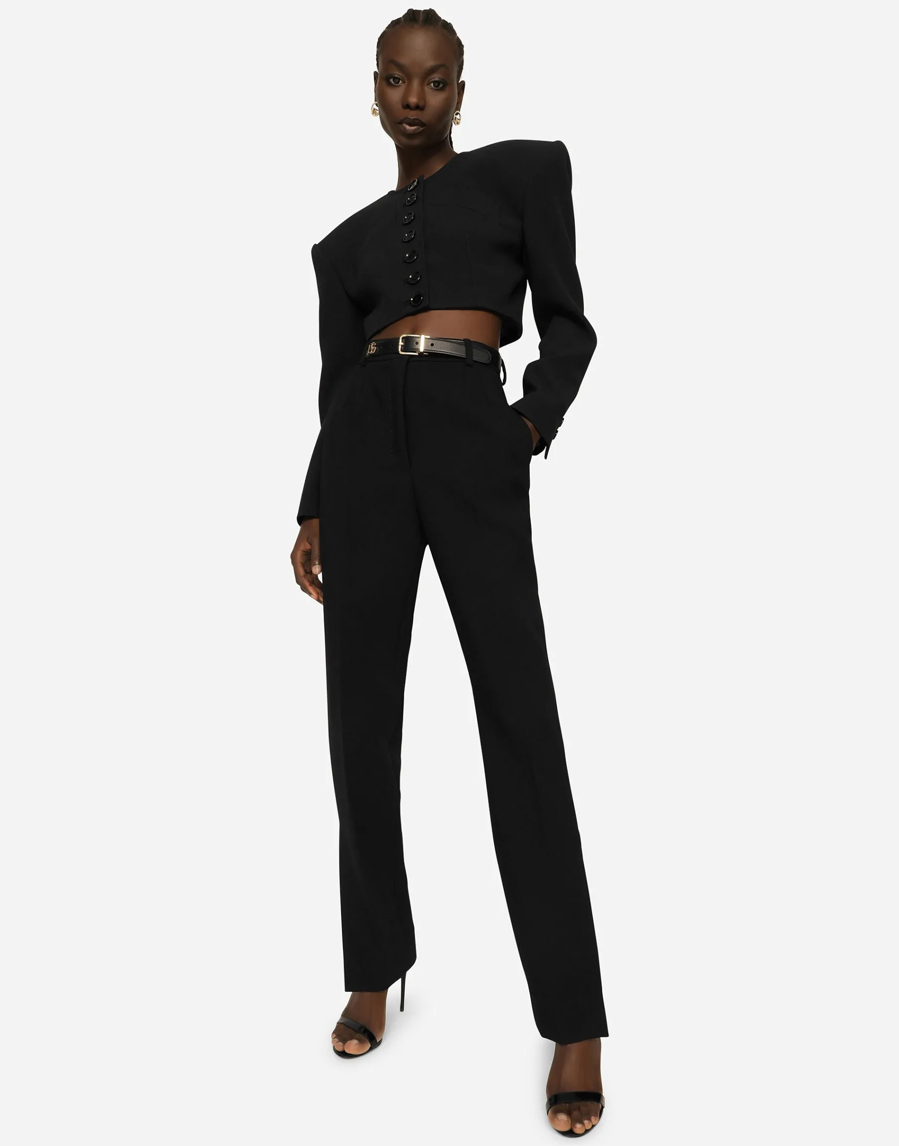 Woolen pants with slits on the hem