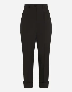 Woolen pants with turn-ups