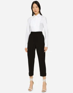 Woolen pants with turn-ups