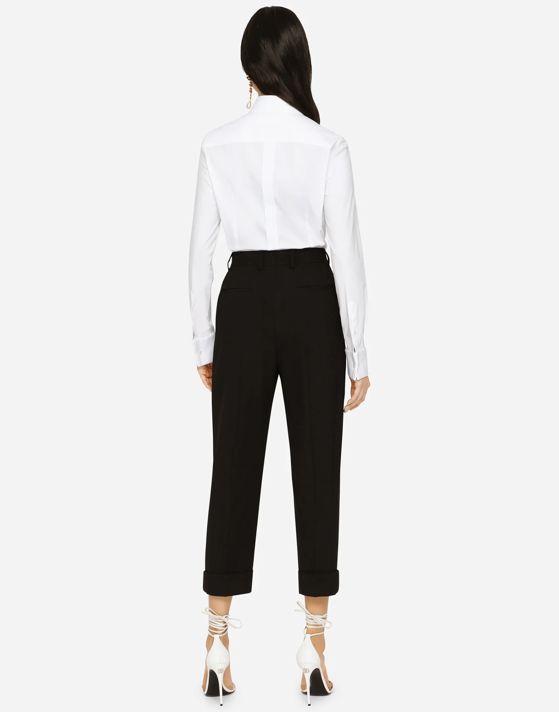Woolen pants with turn-ups