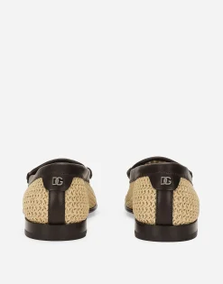 Woven raffia loafers