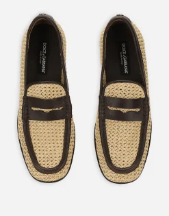 Woven raffia loafers