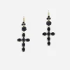 Yellow gold Family earrings with black sapphires