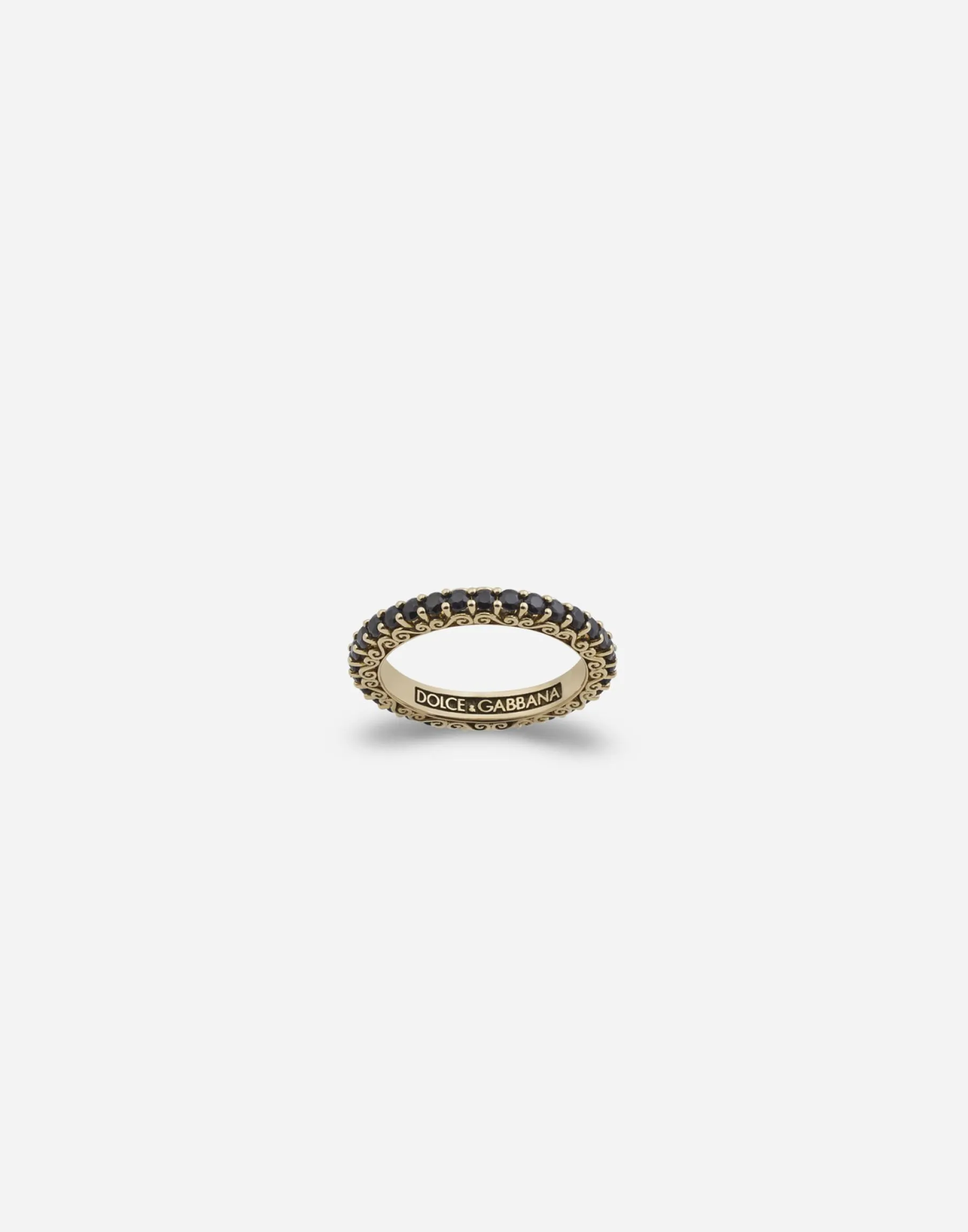 Yellow gold Family ring with black sapphires