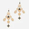 Yellow gold Sicily earrings with medals and cross pendants