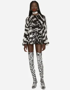 Zebra-print chiffon blouse