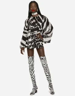 Zebra-print chiffon blouse