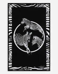 Zebra-print terrycloth beach towel