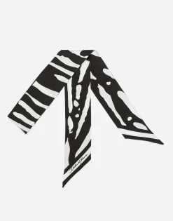 Zebra-print twill headscarf