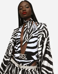 Zebra-print twill headscarf