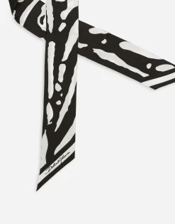 Zebra-print twill headscarf