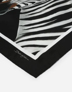 Zebra-print twill scarf (70 x 70)