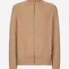 Zip-up cashmere sweatshirt with high neck