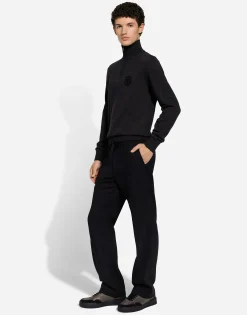Zip-up cashmere turtle-neck sweater