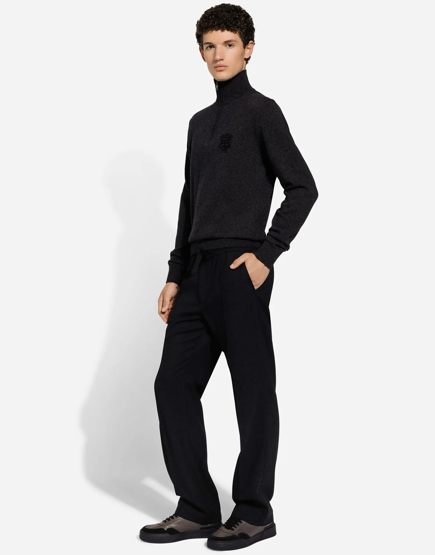 Zip-up cashmere turtle-neck sweater