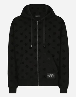 Zip-up hoodie with all-over DG print